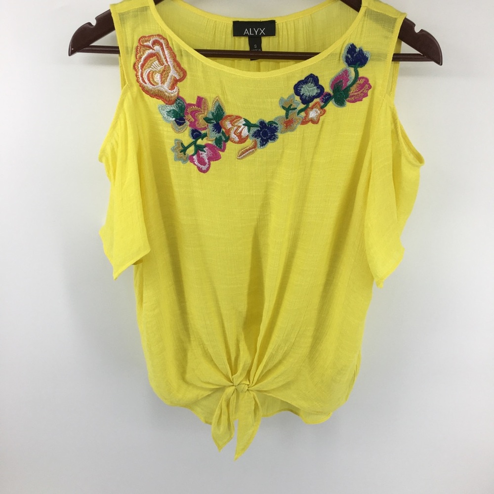 ALYX Cold Shoulder Embroidered Top NWOT